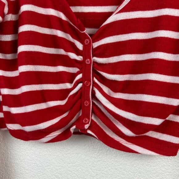Colsie Women's L 2Pc Crop Top Pajama Lounge Set Red And White Stripes Preppy - Picture 5 of 13